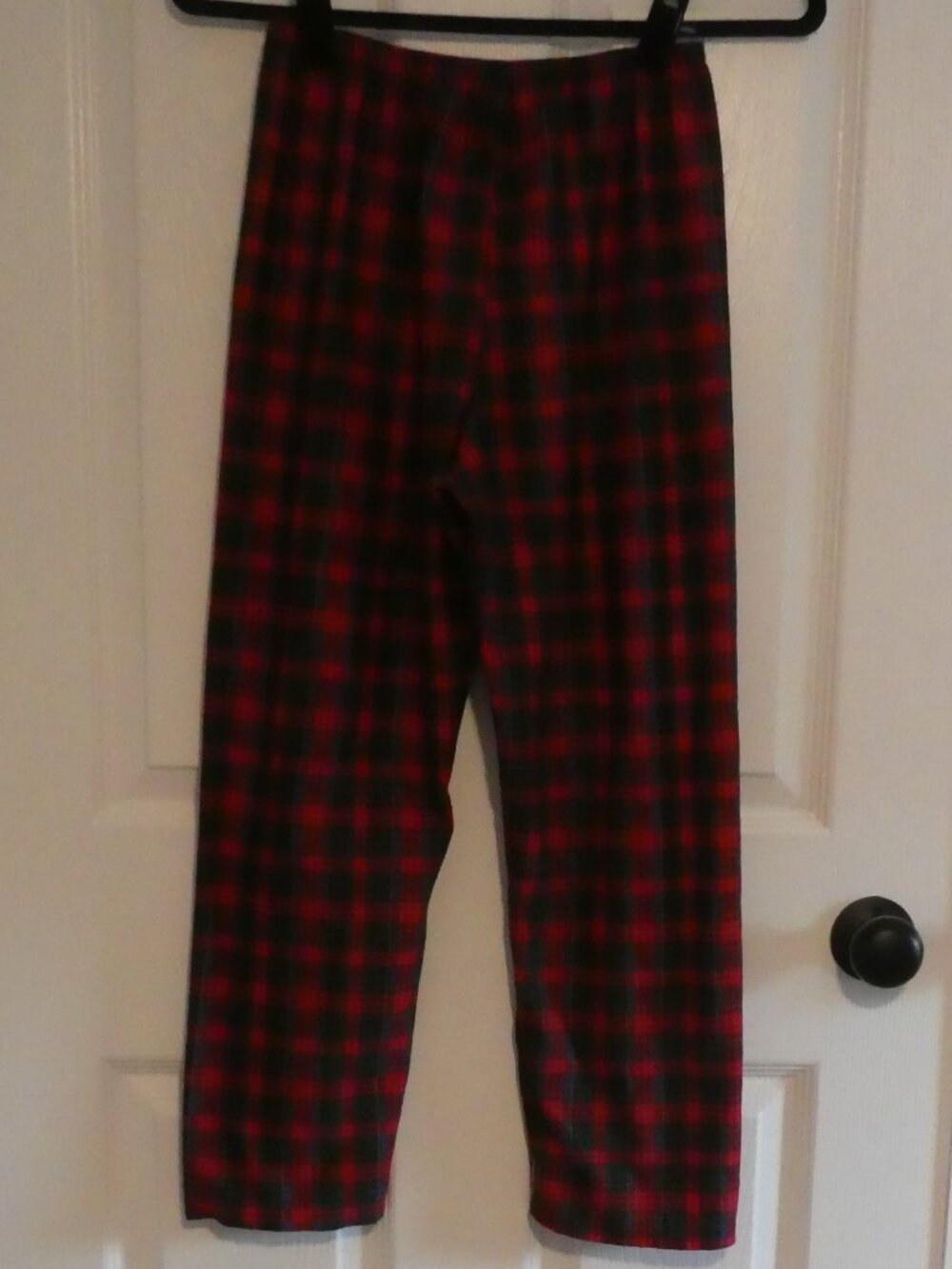 Vintage Made in Canada Kids Red Plaid Flannel Pajama Pants - size medium *Hole